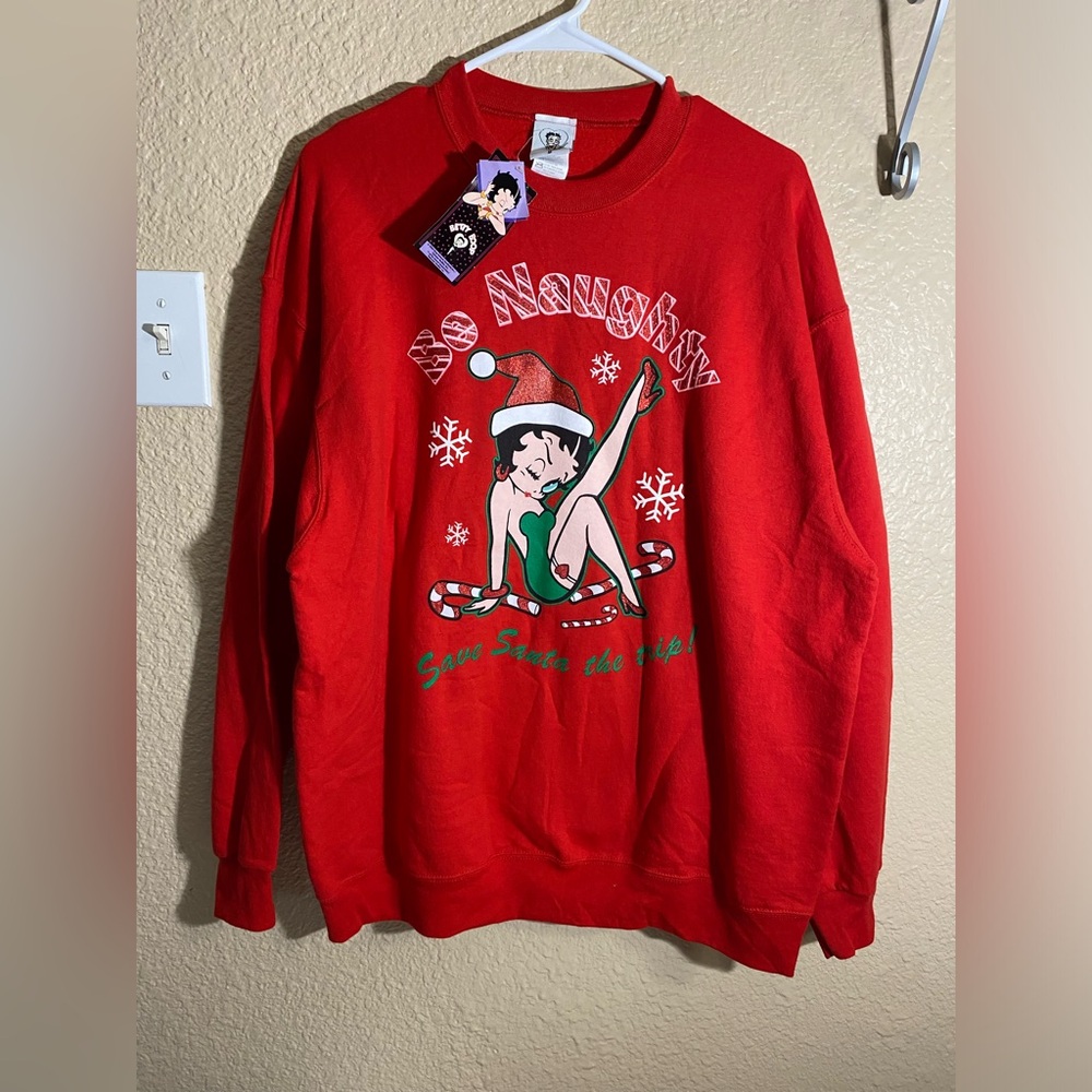 Betty Boop Christmas Sweatshirt Crewneck XL